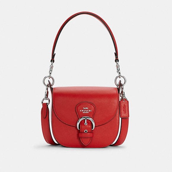 Coach Kleo Shoulder Bag 17 Silver/Bright Poppy